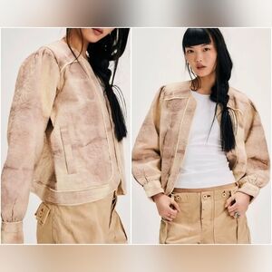 Free People Llani Tie-Dye Bomber Jacket Size Large NWT